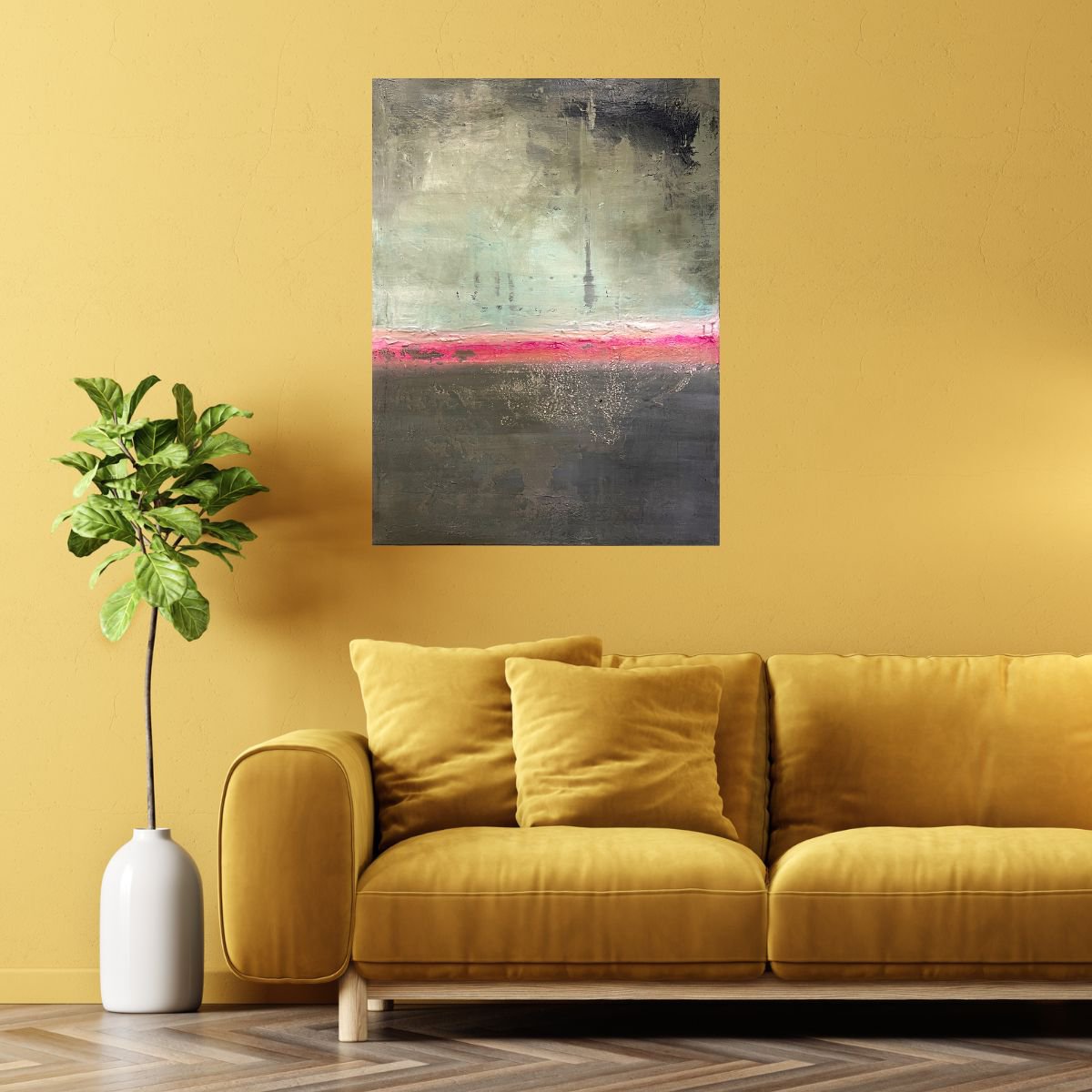 Abstract Acrylic Painting By Ulli Schmitt, 24 X 31", Silent Pink, Original Artwork