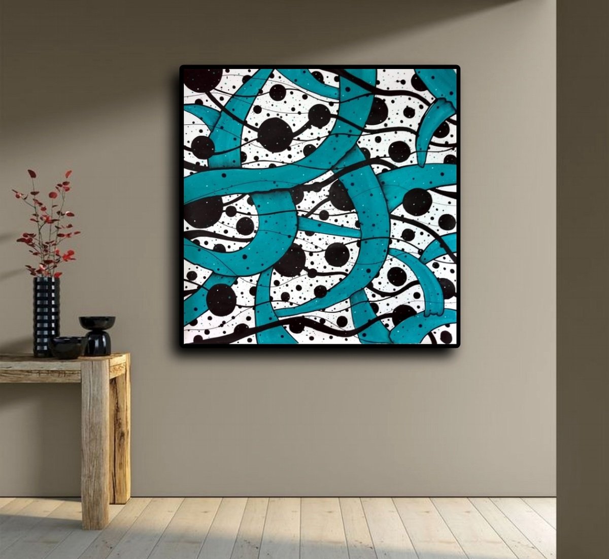 Abstract Painting By Riccardo Ticco Capparella, 46 X 47", Listen! #2, Original Artwork