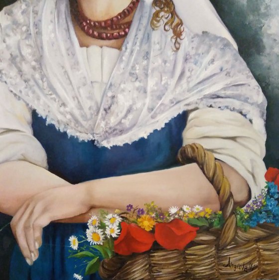 Peasant woman with flowers