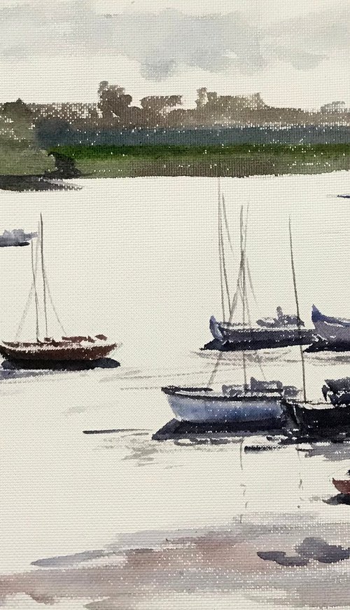 Boats at the dockyard by Asha Shenoy