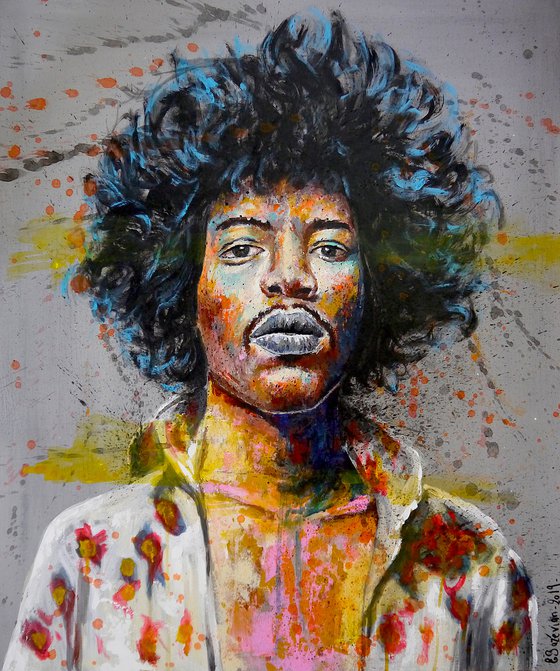 Portrait Jimi Hendrix Celebrity rock star Decorative  Wall art Home deco Hotel Ready to hang