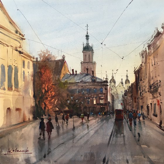 Romantic old city painting