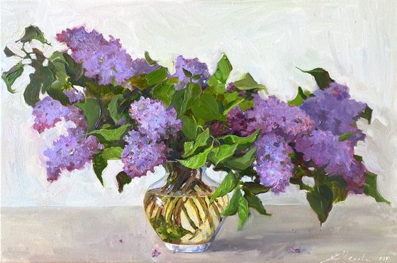 Oil Painting Still life with Lilac