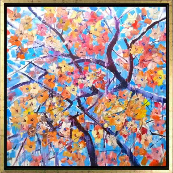 'TIME TO BLOSSOM' - Sakura Large Acrylics Painting on Canvas