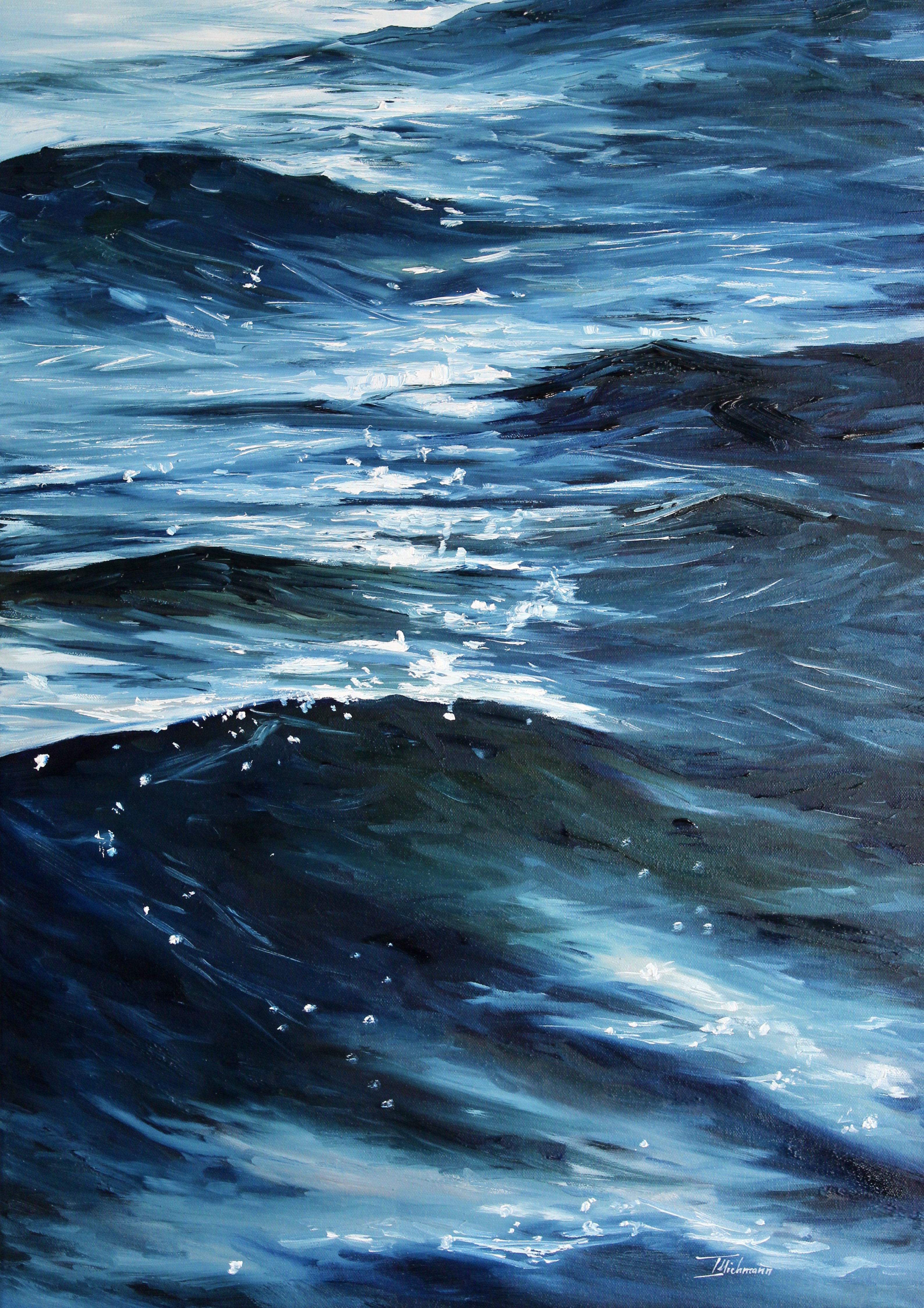 Impressionistic Landscape Oil Painting By Liza Illichmann, 20 X 28", The Light On The Water, Original Artwork