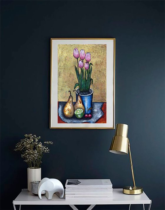 Still Life with Tulips and Pears