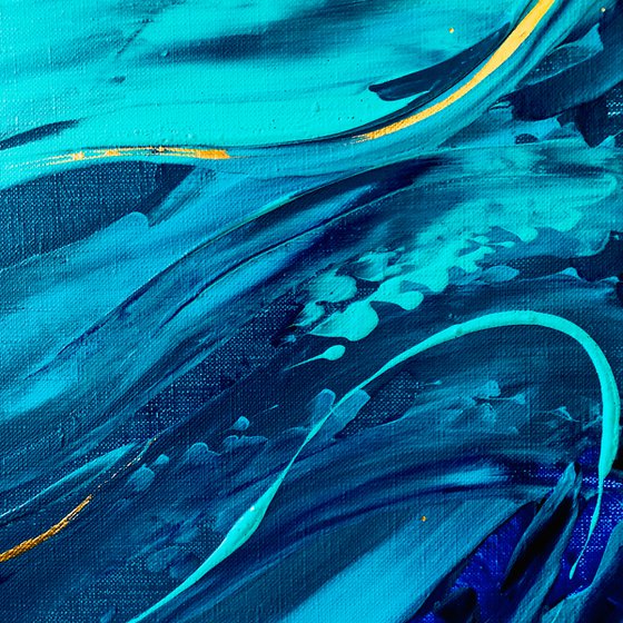 INVISIBLE MASTERS OF THE SEA WAVES - Abstraction. Modern. Sea waves. Turquoise. Ocean. Smooth lines. Soothing.