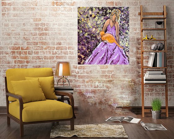 Woman Cat Painting