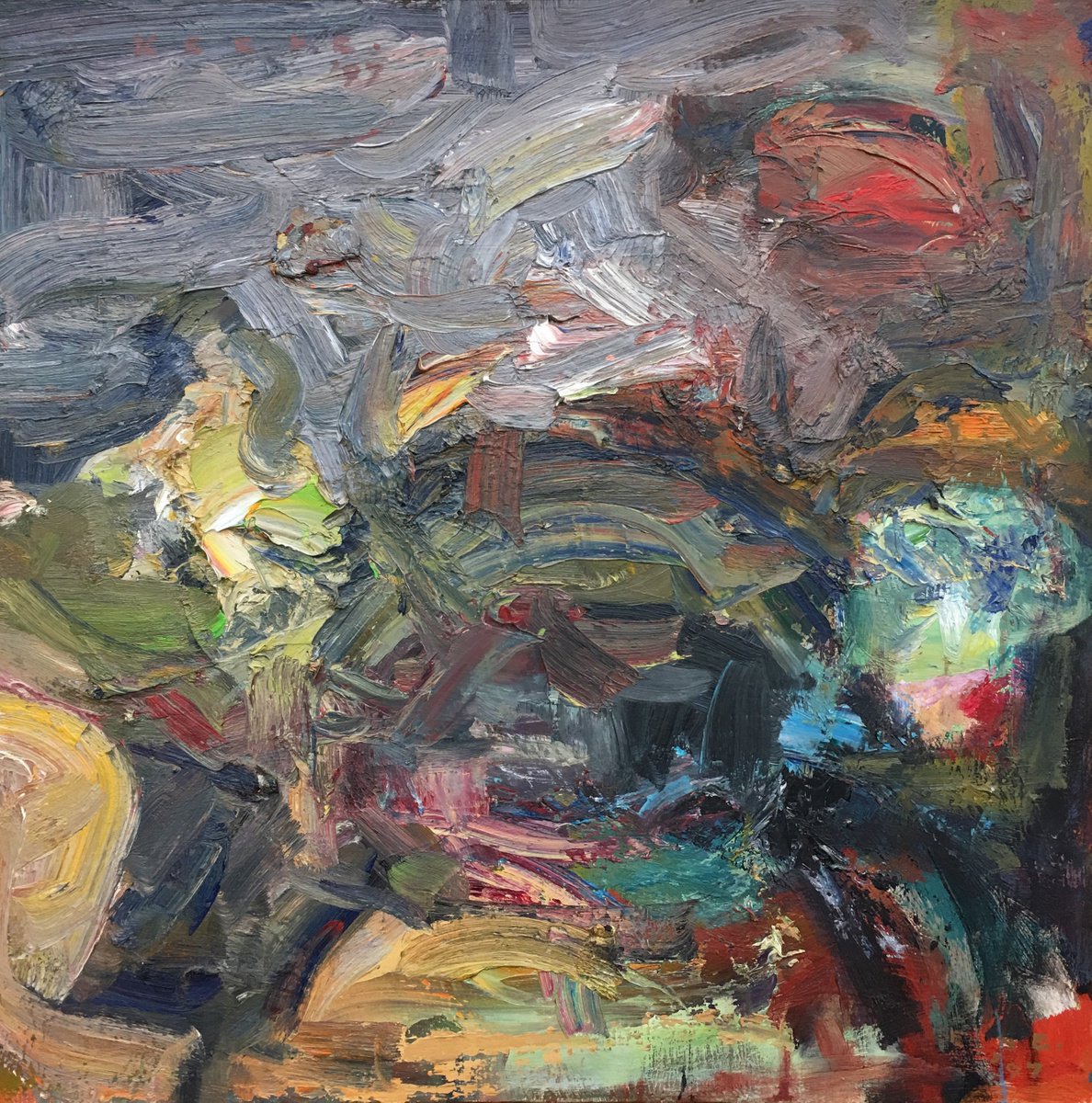 Organic Animal Oil Painting By Don Keene, 20 X 20, Running, I Said, Original Artwork