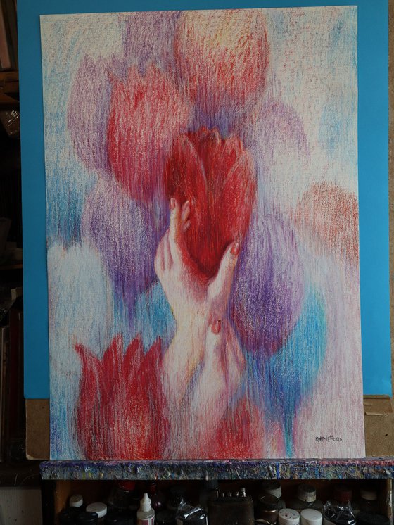Touch : paper, oil pastel