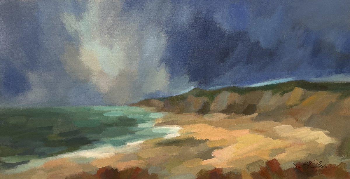  Green Waves By Silvia Vassileva, 40 X 20, Artwork For Sale On Artfinder