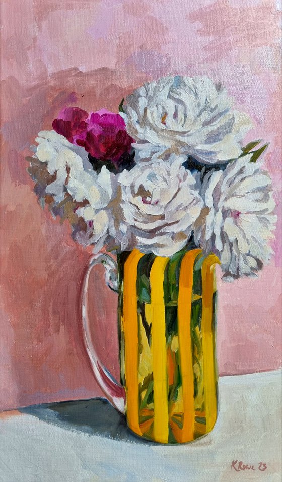 Peonies in Venetian jug