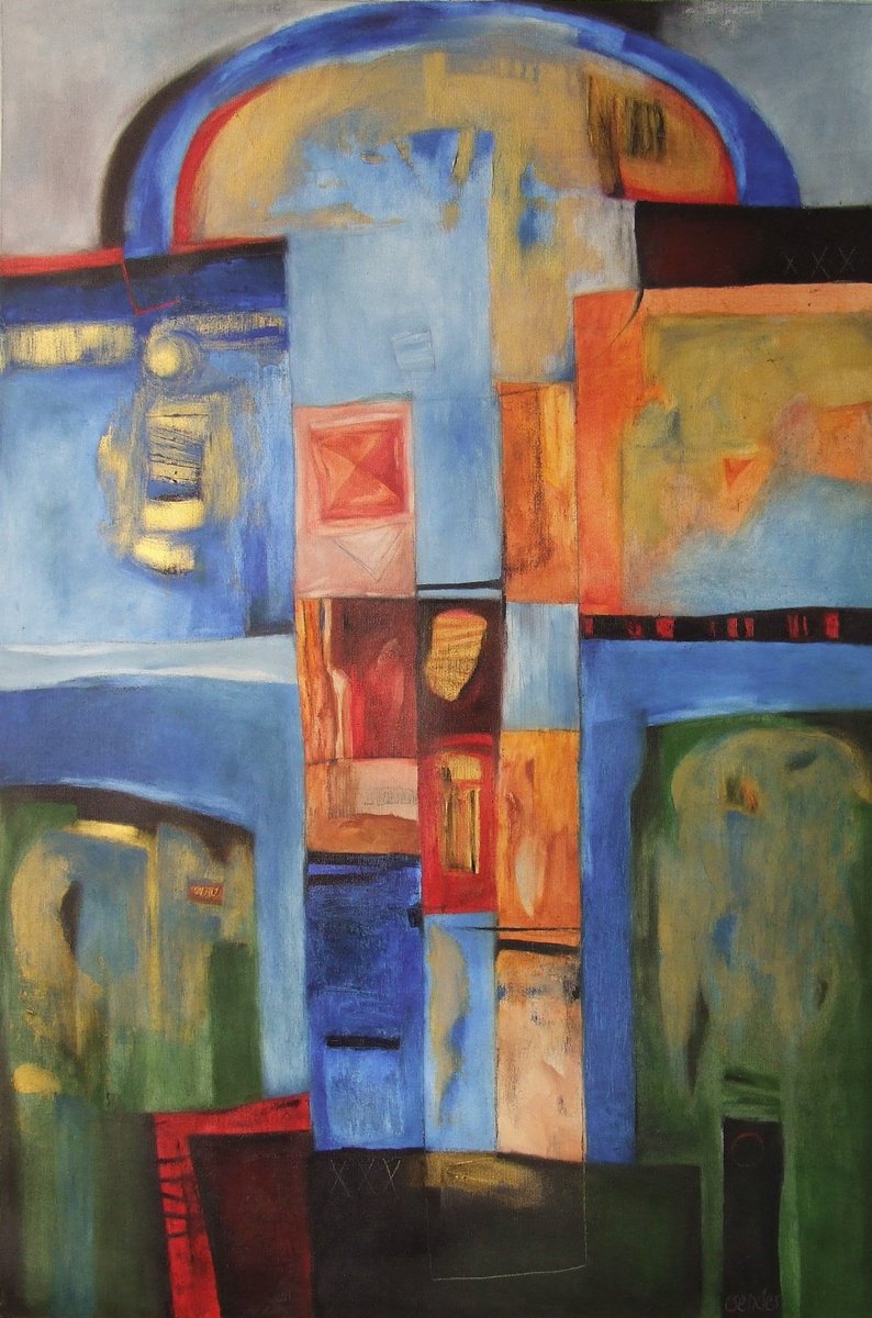 Abstract Oil Painting By Csaba Csendes, 24 X 35, Once Upon A Time, Original Artwork