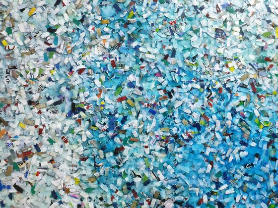 Mannequins - 02 - (n.506) - Acrylic painting on shredded paper on wood