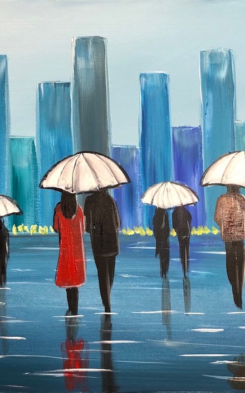 White Umbrellas by Aisha Haider