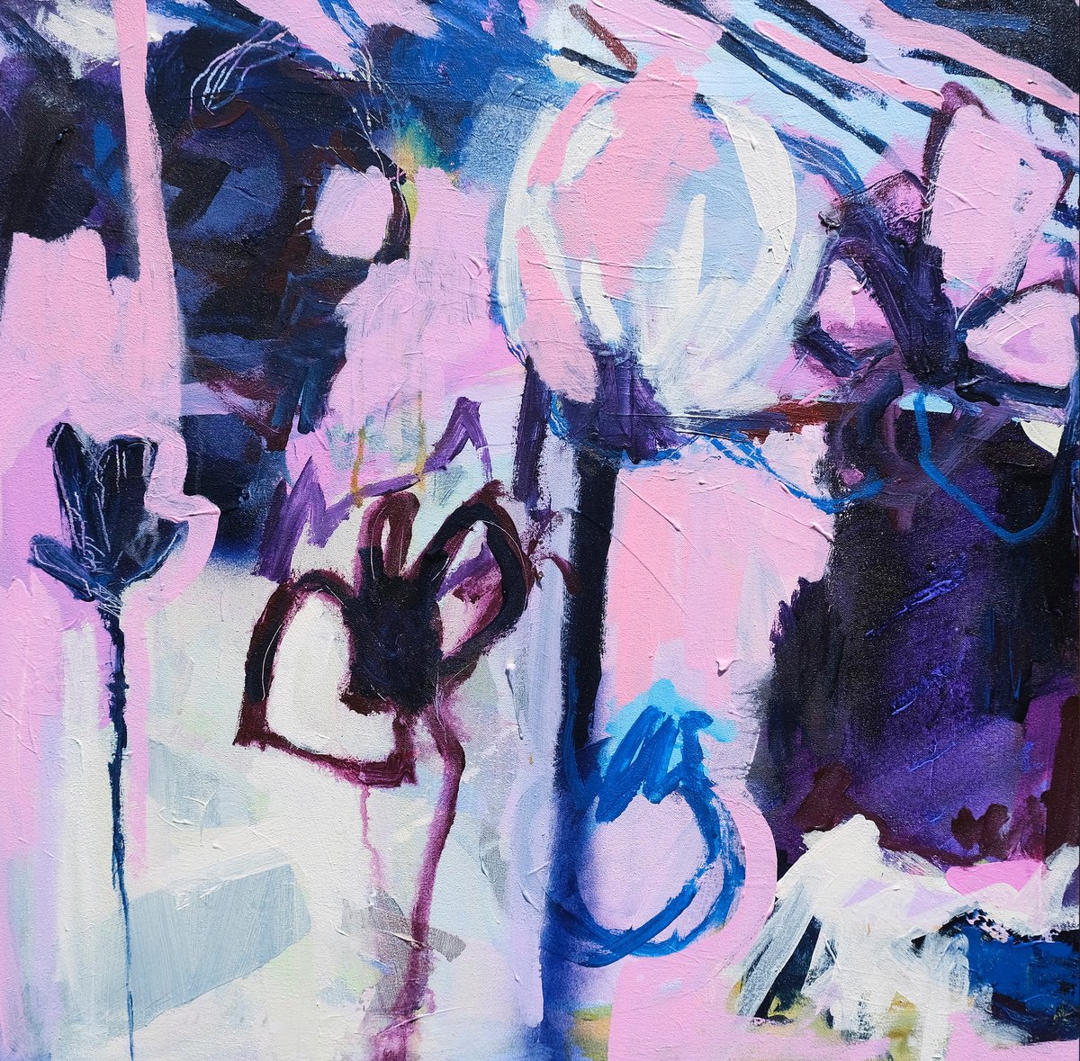 Expressive Abstract Acrylic Painting By Egle Ra, 20 X 20, Resilient, Original Artwork