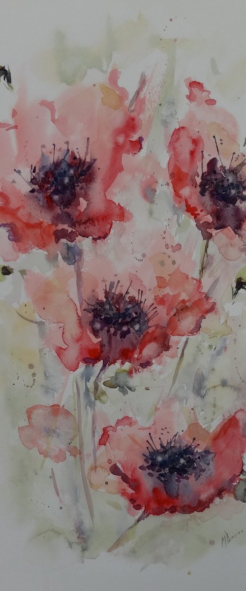 Dancing Poppies by Mel Davies Original Art