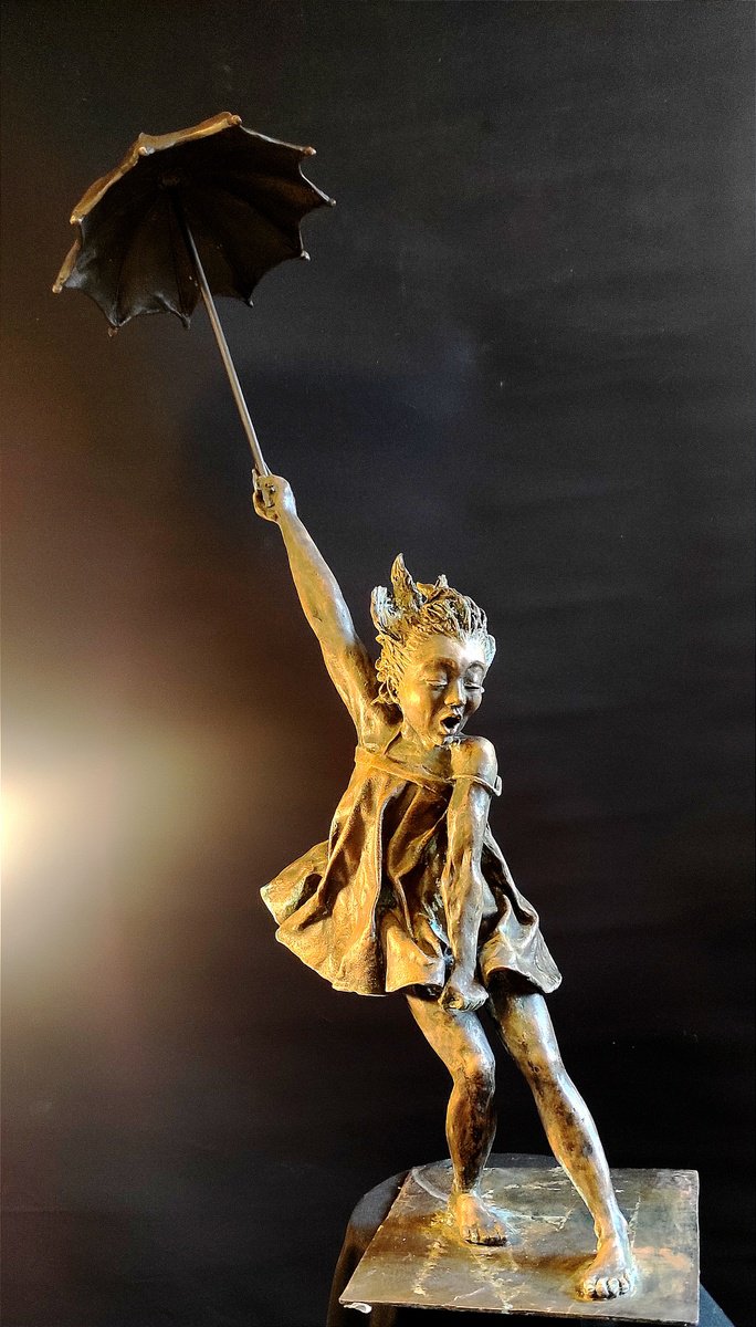 Expressive Portrait Bronze Sculpture By Elena Kraft, 20 X 35, Mary.youth, Original Artwork