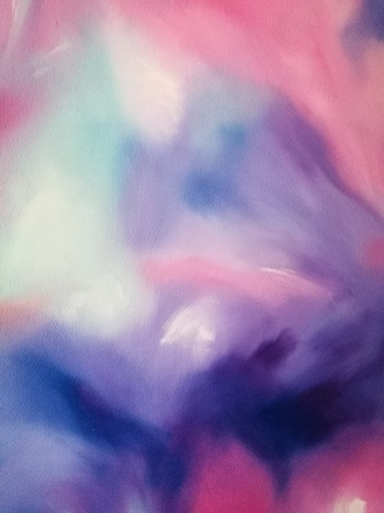 A Moment of Beauty. Beautiful Abstract Painting. Oil on Paper.