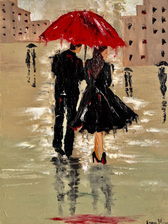 Couple under the umbrella