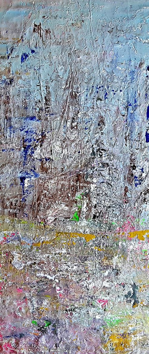Campotosto Lake (n.385) - 95,00 x 92,00 x 2,50 cm - ready to hang - acrylic painting on stretched canvas by Alessio Mazzarulli