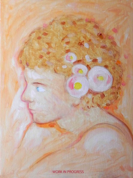 boy with flowers in the hair
