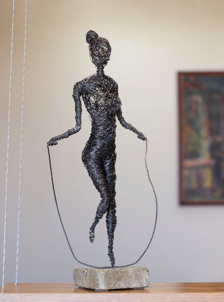 Expressive Sculpture , Girl With Skipping Rope By Karen Axikyan, 9 X 19, Artwork For Sale On Artfinder