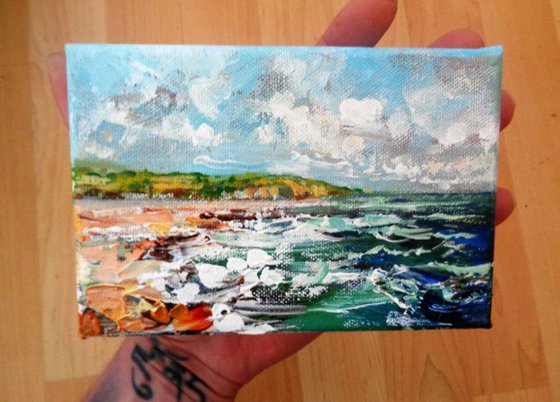Miniature study Anglesey Beach. Seascape