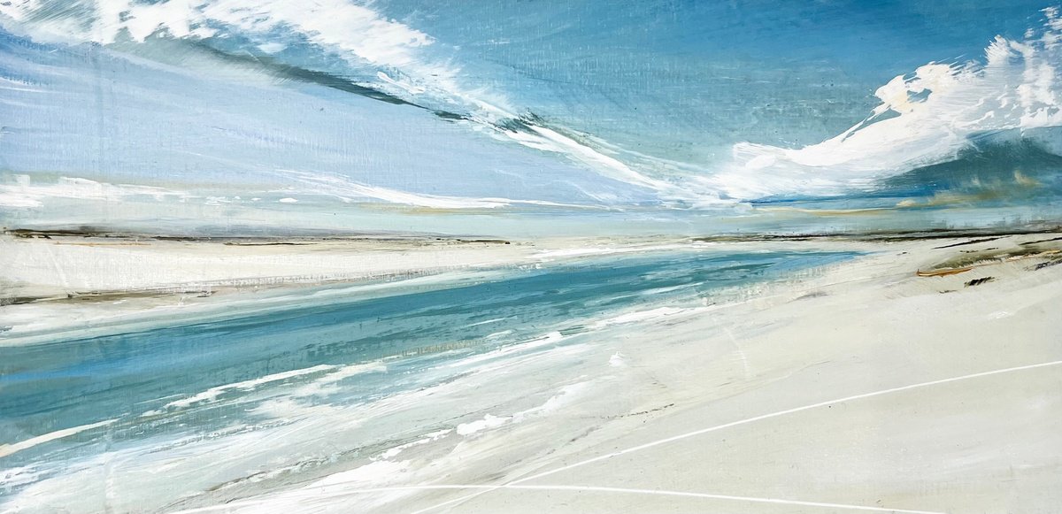 Impressionistic Landscape Oil Painting By Jane Skingley, 13 X 7, Channel, Original Artwork