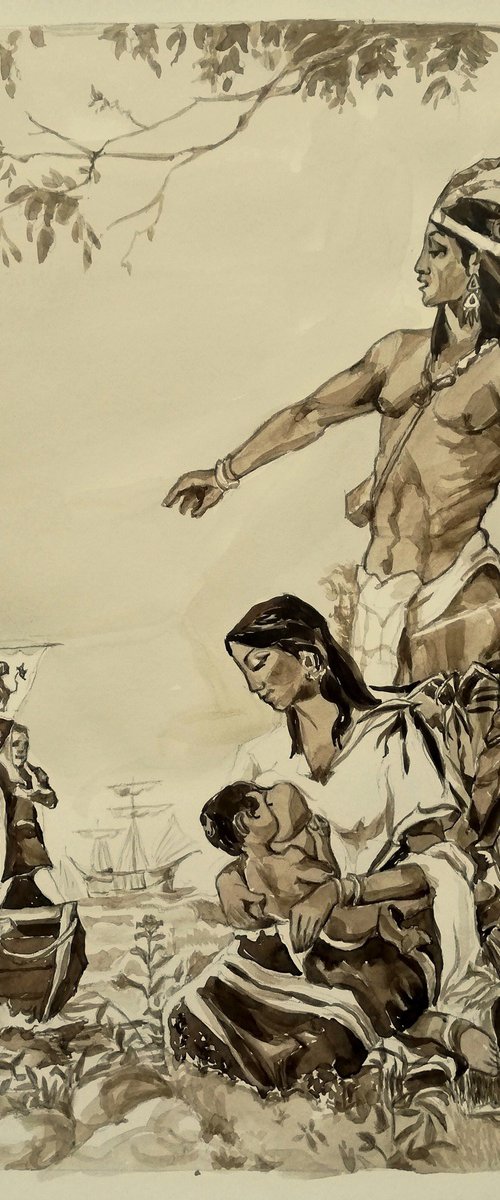 COMMISSION: Missionary Encounter with Natives by Jelena Djokic