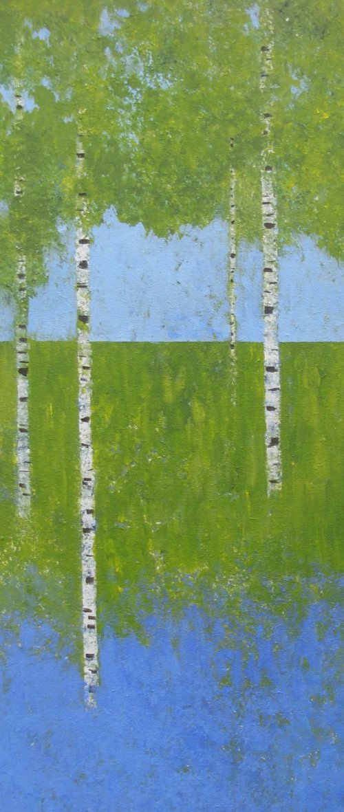 Silver Birch and Bluebells by Jan Rippingham