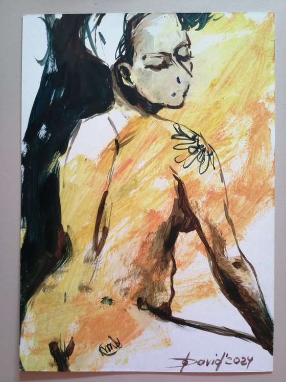 Nude tan female oil on paper