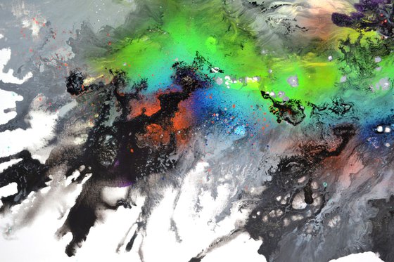 160x100x4 cm, Astral Love 8, Extra Large Abstract Painting, Large Fluid Painting