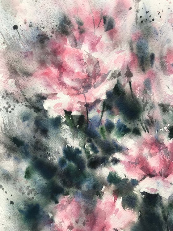 Pink roses 2.  one of a kind, original watercolour