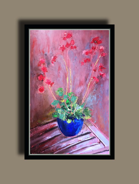 Geranium in oil pastel