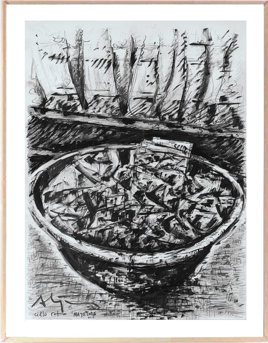Expressive Drawing , Broken Sky By Alejos, 17 X 22, Artwork For Sale On Artfinder