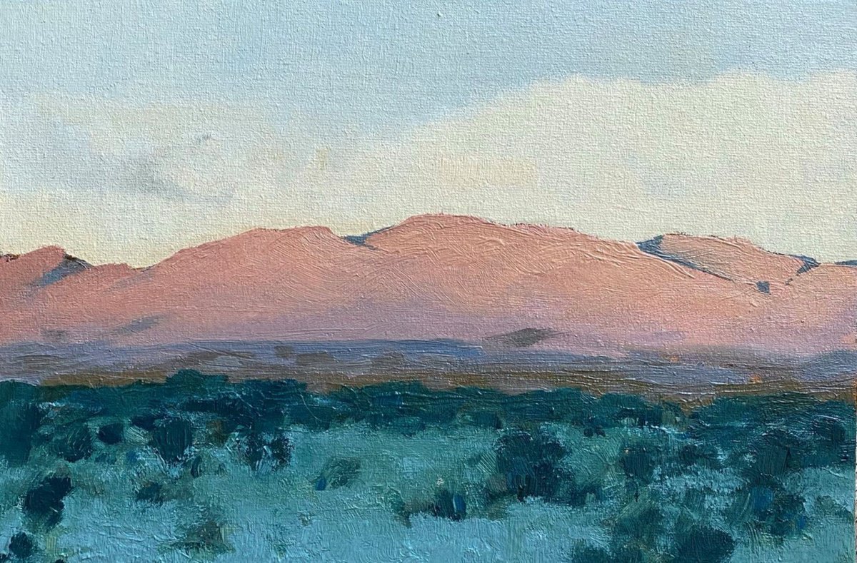 Impressionistic Landscape Oil Painting By Bohdan Vykhrenko, 12 X 8, Honey Mountains, Original Artwork