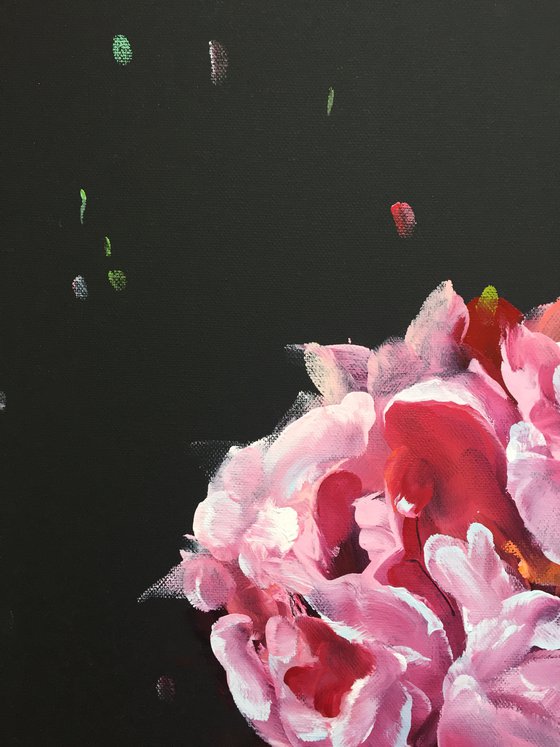 Red peony abstract painting