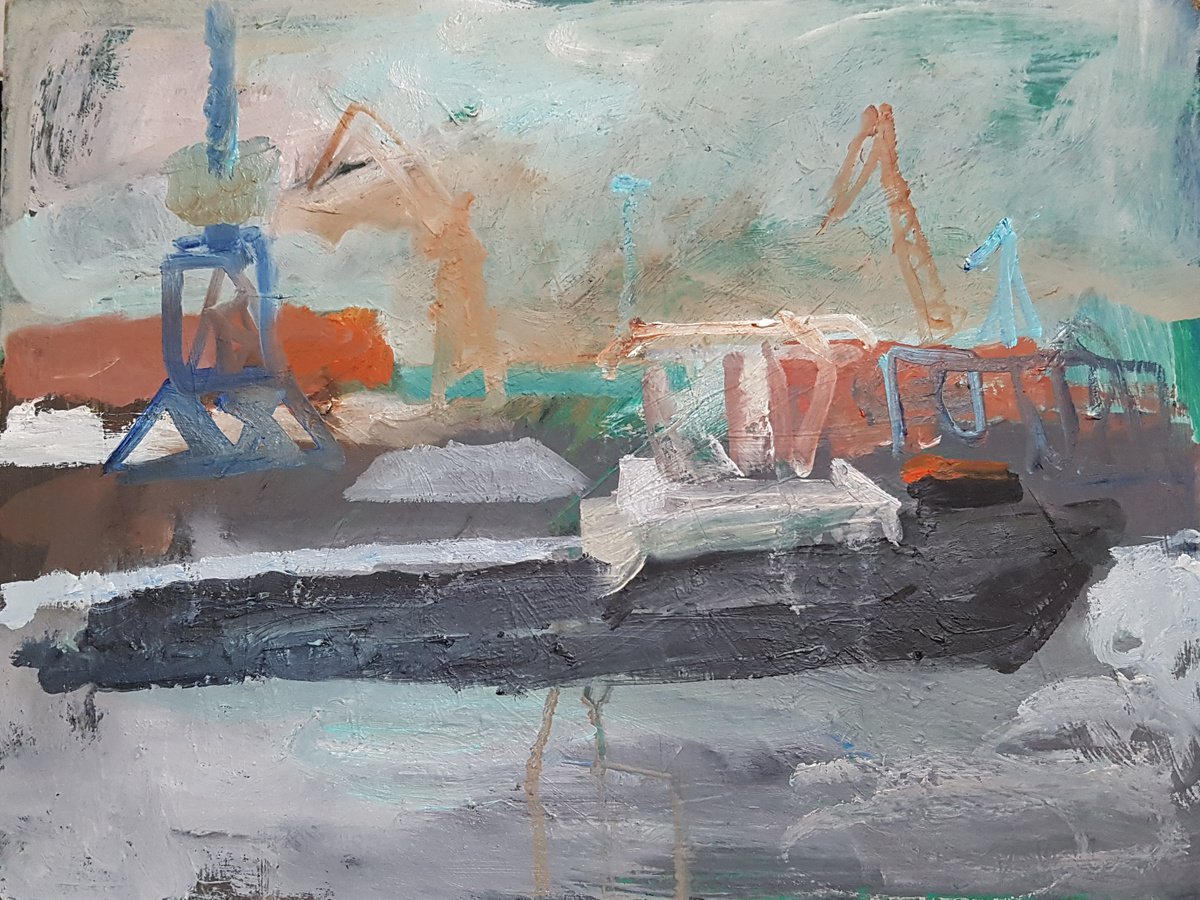 Harbour scenery, cranes by Irina Seller