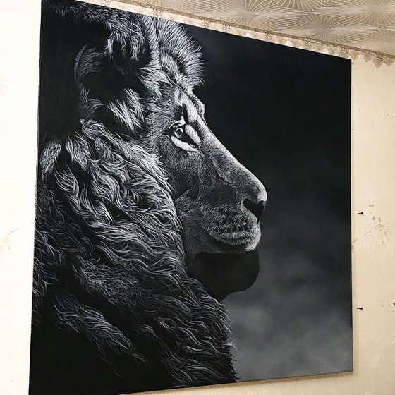 "Lion" , the brave heart  100 X 100 cm