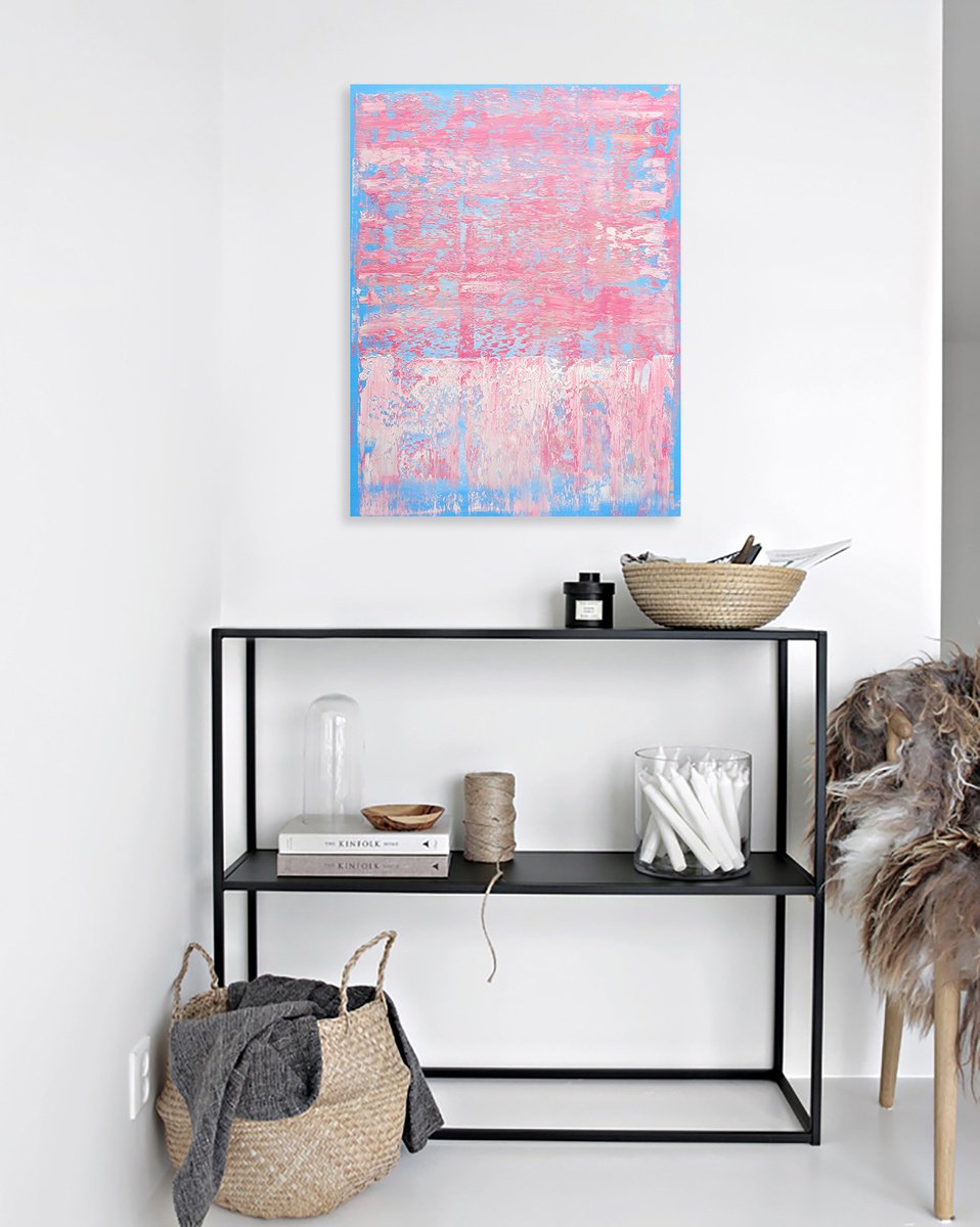 Abstract Oil Painting By Nataliia Sydorova, 26 X 33", Purple Sunrise, Original Artwork