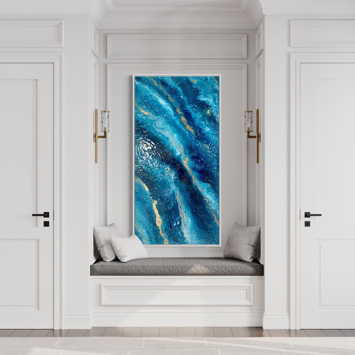 The Deep 50 x 100cm textured abstract by Sarah Berger