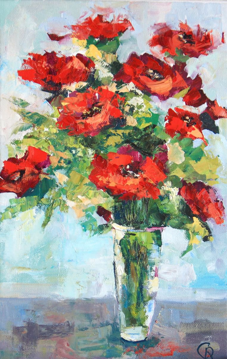 Beautiful red poppies by Rina Gerdt