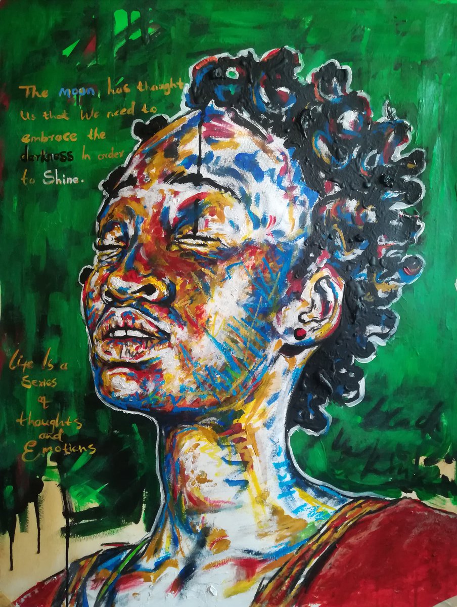 Expressive Portrait Painting By Clement Mohale, 20 X 26, Imagine, Original Artwork