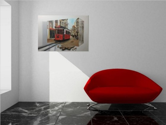 3D red tram