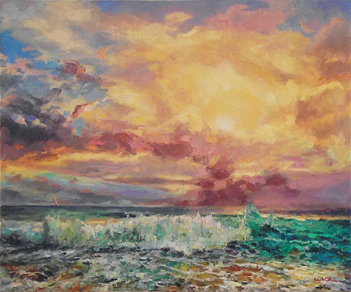 Sea and sunset by Vachagan Manukyan