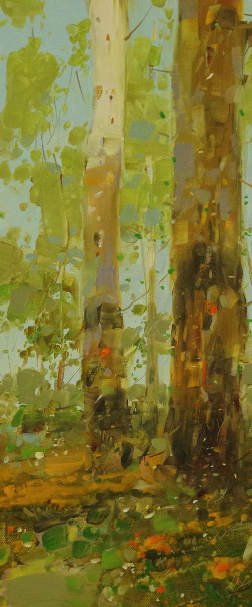 Birches, Landscape Original oil painting  Handmade artwork One of a kind Signed by Vahe Yeremyan