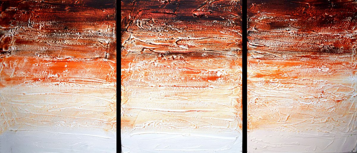 Abstract Painting By Stuart Wright, 54 X 24", Orange Artwork Abstract, Original Artwork