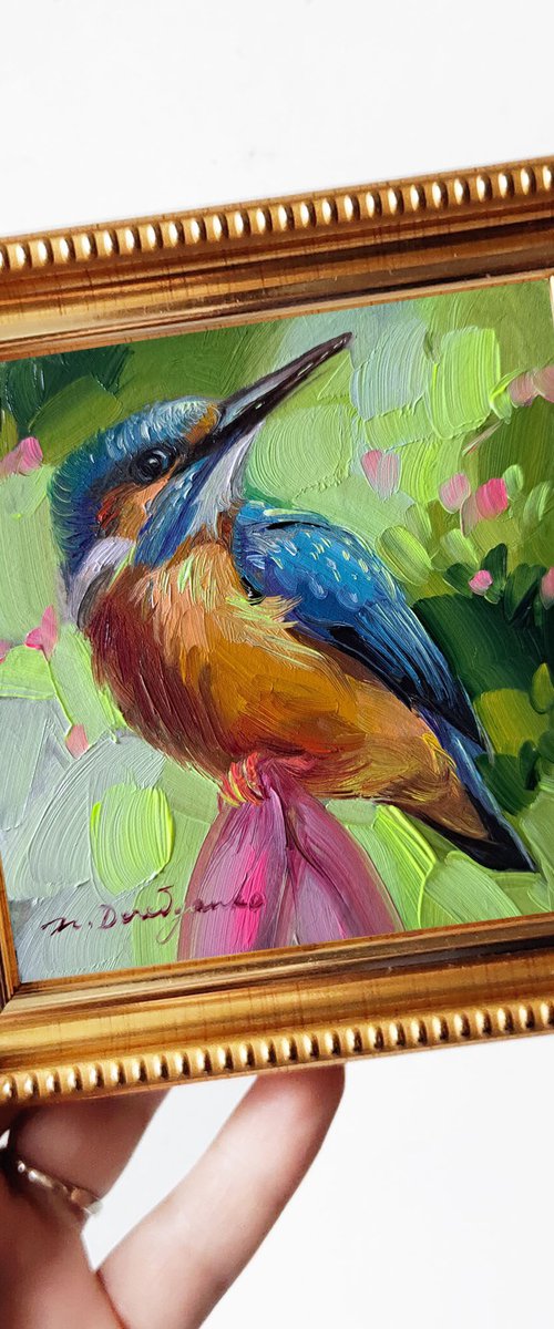 Kingfisher bird painting by Nataly Derevyanko