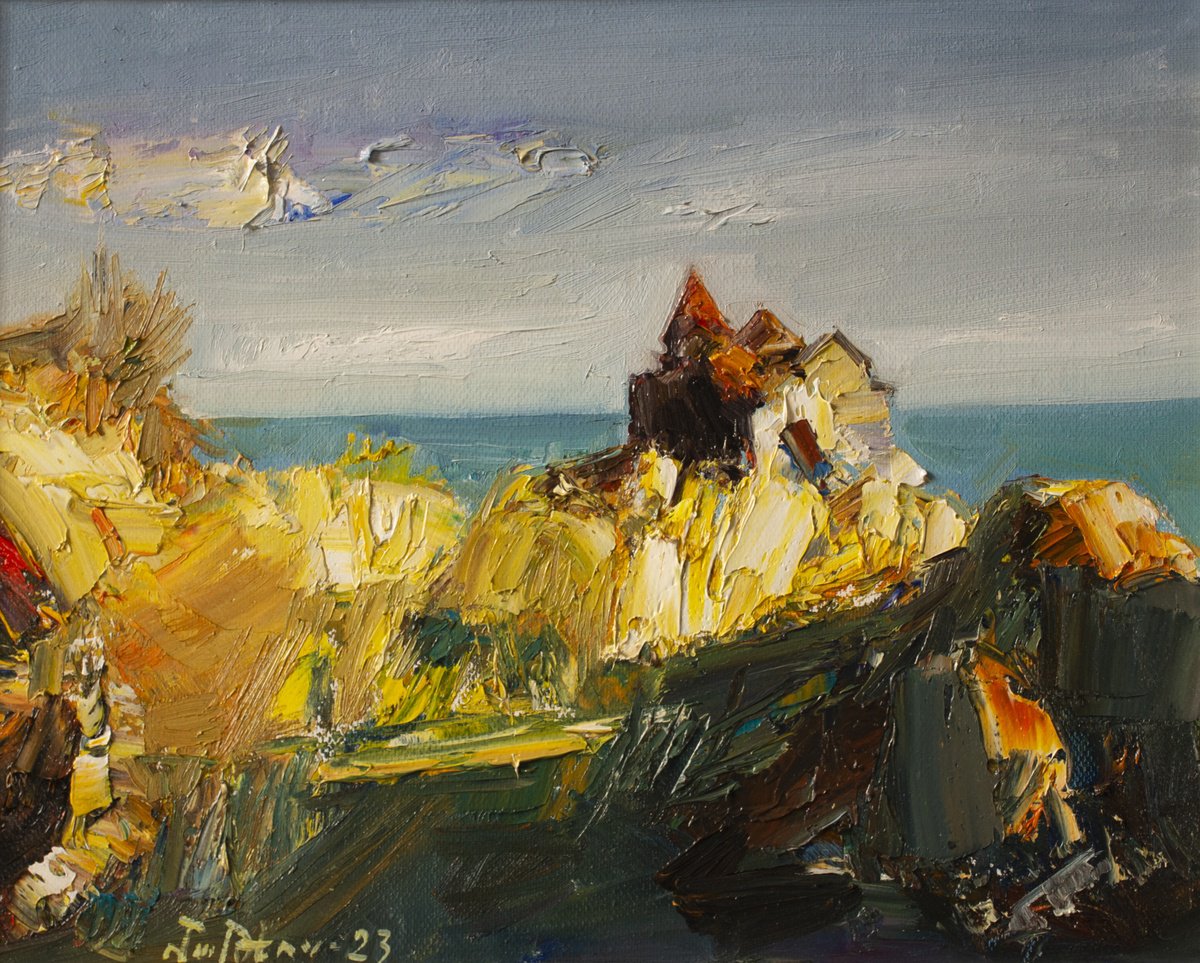 Abstract Landscape Oil Painting By Matevos Sargsyan, 12 X 9", Armenian Landscape, Original Artwork